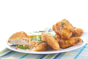 chicken fried in batter with dill