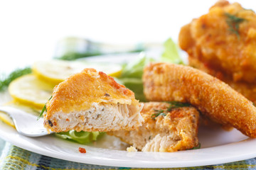 chicken fried in batter with dill