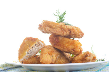 chicken fried in batter with dill