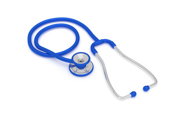 Professional stethoscope withe reflection on a white background.