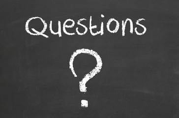 Question text with question mark on chalkboard