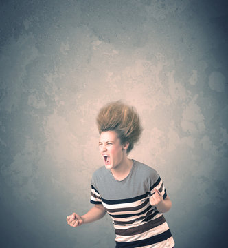 Extreme hair style young woman portrait