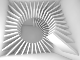 Abstract white empty room interior with 3d helix