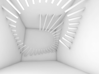 Fototapeta na wymiar Abstract white empty room interior with spiral decor