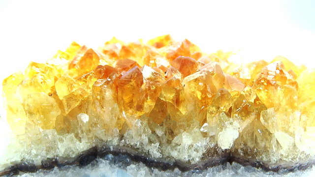 Citrine semigem geode crystals geological mineral isolated