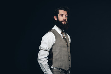 Man with Long Goatee Beard Wearing Formal Attire