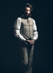 Gorgeous Man in Formal Fashion Staring at Camera
