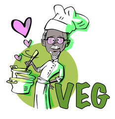 senior man vegetarian chef cook