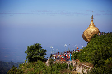 Kyaiktiyo golden rock pagoda in Myanmar