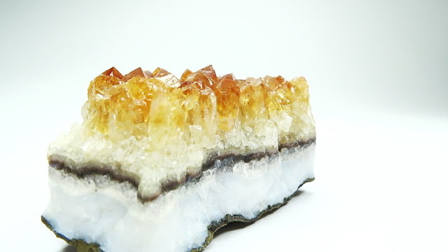 Citrine semigem geode crystals geological mineral isolated