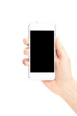 Hand holding White Smartphone