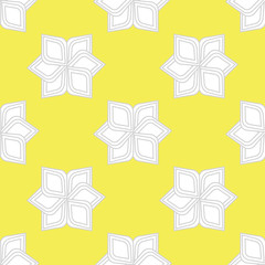 Seamless yellow background with muted abstract flowers. Geometry