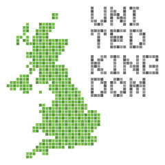 Fototapeta na wymiar イギリスのドット地図(グリーン)