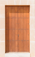 Obraz na płótnie Canvas Close-up view of antique wooden door.