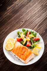 Grilled salmon and vegetables