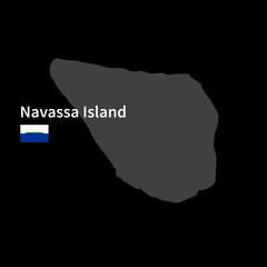 Detailed map of Navassa Island  with flag on black background