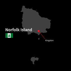 Obraz premium Detailed map of Norfolk Island and capital city Kingston with