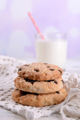 Tasty cookies and glass of milk