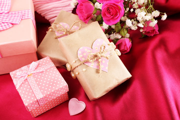 Handmade gift on Valentine Day, close-up