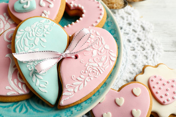 Heart shaped cookies for valentines day