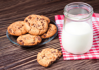 jar of milk and tasty cookies