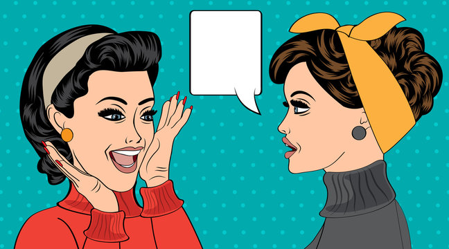 pop art retro women in comics style that gossip