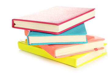 Colorful notebooks, isolated on white