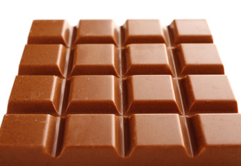 Milk chocolate bar close up