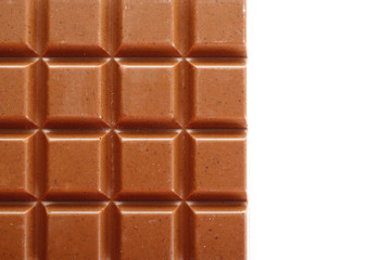 Milk chocolate bar close up