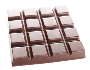 Black chocolate bar isolated on white