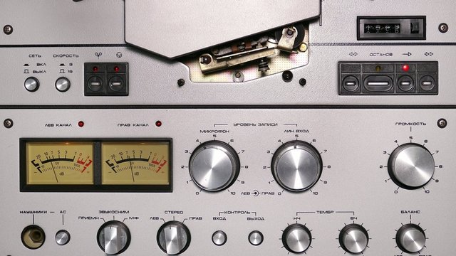 control panel of old reel tape recorder - 4k