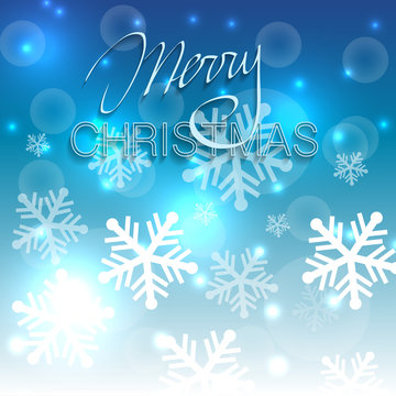 Christmas shiny blue background with snowflakes.