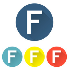 Obraz premium Letter f in a flat on colored backgrounds vector illustration