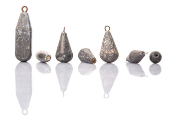 Fishing sinker or knoch over white background