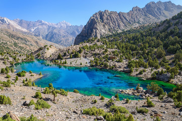 Majestic mountain lake in Tajikistan.