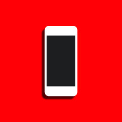 White smartphone on red background