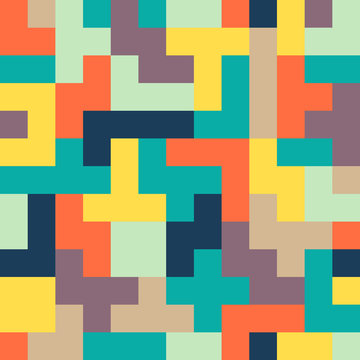 Seamless colorful Abstract background made of tetris shapes