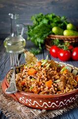 Buckwheat with meat and vegetables