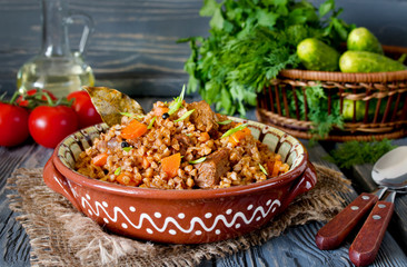 Buckwheat with meat and vegetables