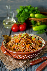 Buckwheat with meat and vegetables