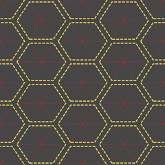 Seamless abstract background made of stitched honeycombs in patc