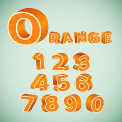 Colorful 3d numbers with orange pattern