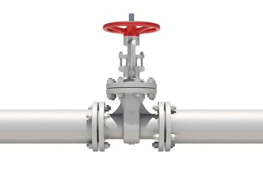 White industrial valves and pipe