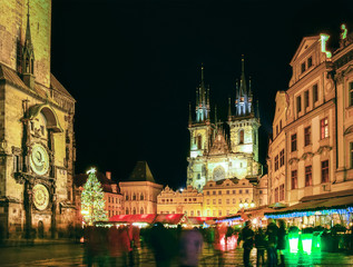 Fototapeta na wymiar Prague Old Town Square during Christmas time