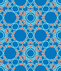 abstract geometric blue red seamless pattern.