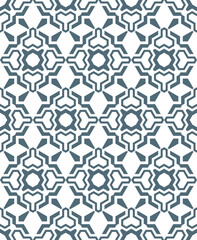 geometric abstract flowers monochrome seamless pattern.
