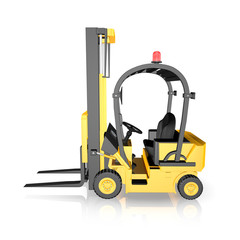 Yellow Forklift Truck, Isolated on White Background