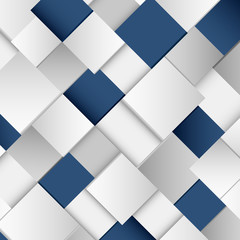 Fototapeta na wymiar Abstract white and blue square background