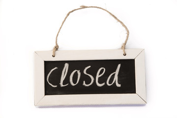 blackboard on rope closed
