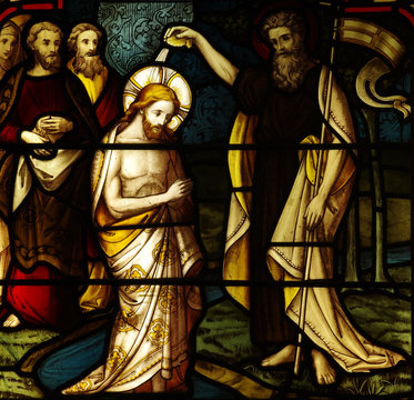 Baptism of Jesus in stained glass